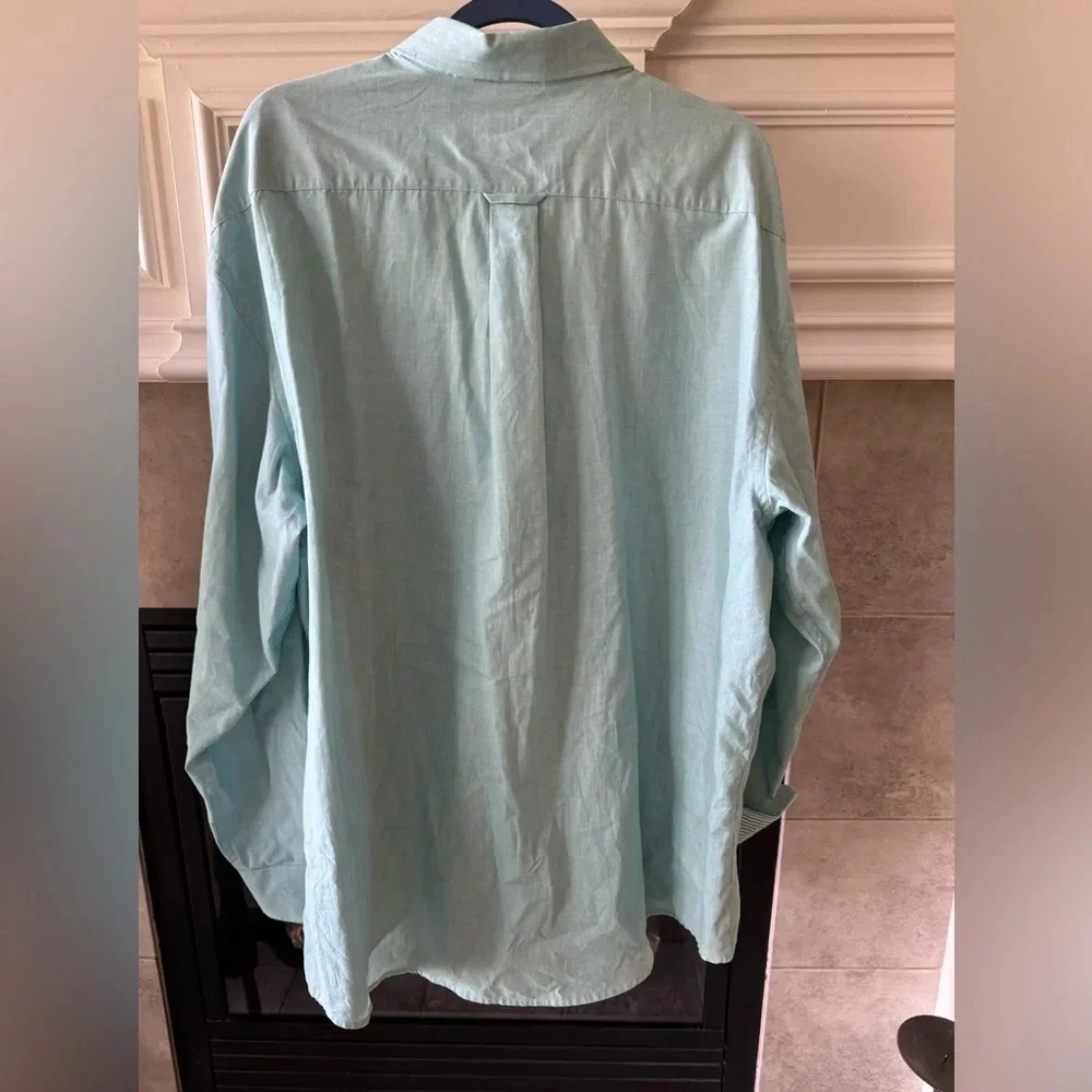 Izod Men's Green/Blue Long Sleeve Pocket Collared Button Down Shirt Size XL